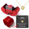 Fashion Jewelry Box Red Apple Christmas Gift Necklace Eternal Rose For Girl Mother's Day Valentine's Day Gifts With Artificial Flower Rose Flower Jewelry Box - Image 6